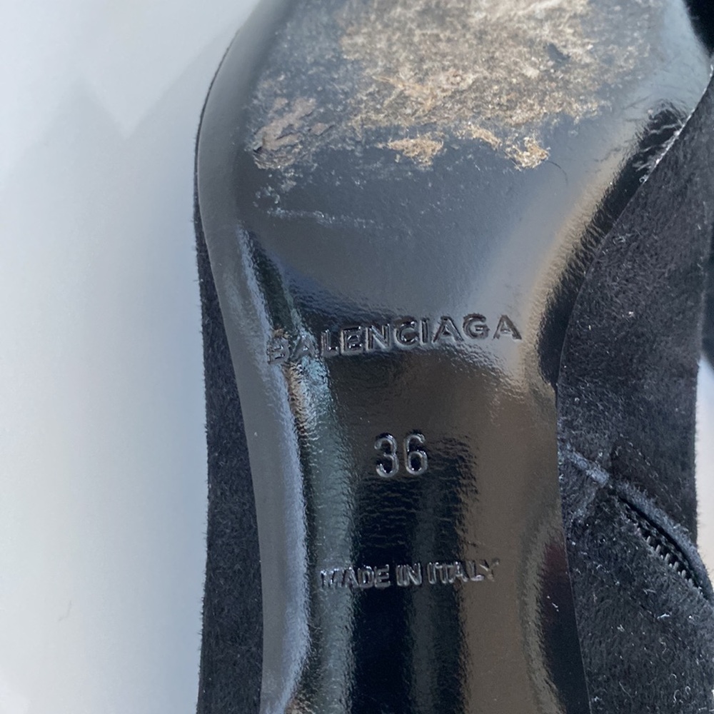 Balenciaga kitten heeled over-the-knee black suede knife boots size 36 - Picture 14 of 17